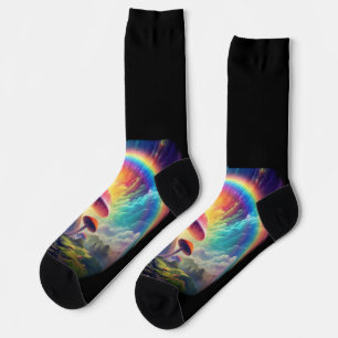 Rainbow Sky Mushroom Socken