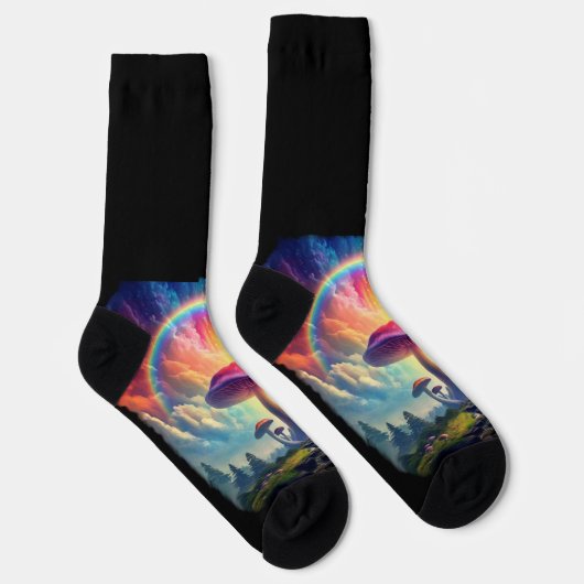 Rainbow Sky Mushroom Socken (Rechts)