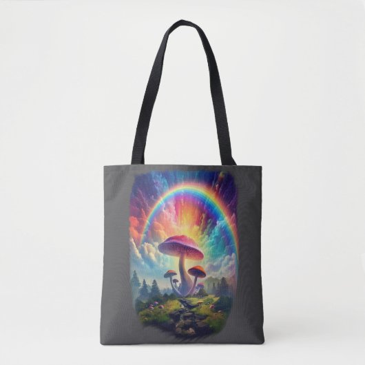 Rainbow Sky Mushroom Tote Bag Tasche (Vorderseite)