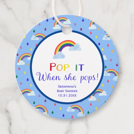 Rainbow Sky Pop It Wenn sie Pop Baby Dusche Geschenkanhänger (Vorderseite)