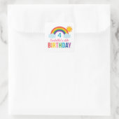Rainbow Sky White Girls Geburtstagsparty Quadratischer Aufkleber (Tasche)