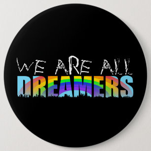 Rainbow Skyline Daca Dreamers Black Button