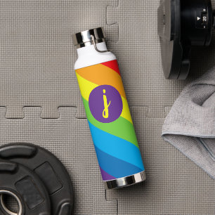 Rainbow Slash Streifen Monogramm Trinkflasche
