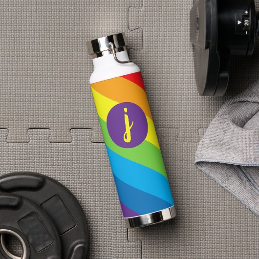 Rainbow Slash Streifen Monogramm Trinkflasche (Fitnessstudio)