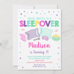 Rainbow Sleepover Slumber Party Geburtstag Einladung