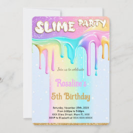 Rainbow Slime Birthday Party Einladung