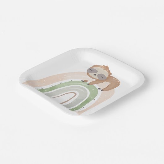 Rainbow Sloth Baby Dusche Pappteller (Gewinkelt)