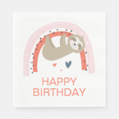 Rainbow Sloth Birthday Napkins Serviette (Vorderseite)