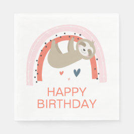 Rainbow Sloth Birthday Napkins Serviette