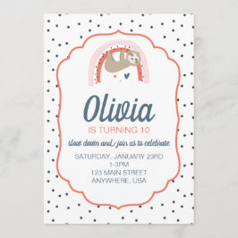 Rainbow Sloth Birthday Party Einladung