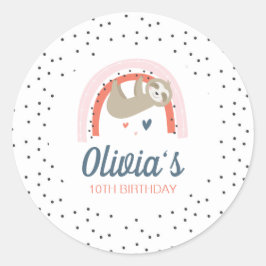 Rainbow Sloth Birthday Party Stickers