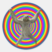 Rainbow Sloth Runder Aufkleber (Vorderseite)