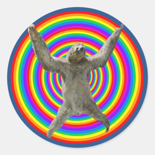 Rainbow Sloth Runder Aufkleber (Vorderseite)