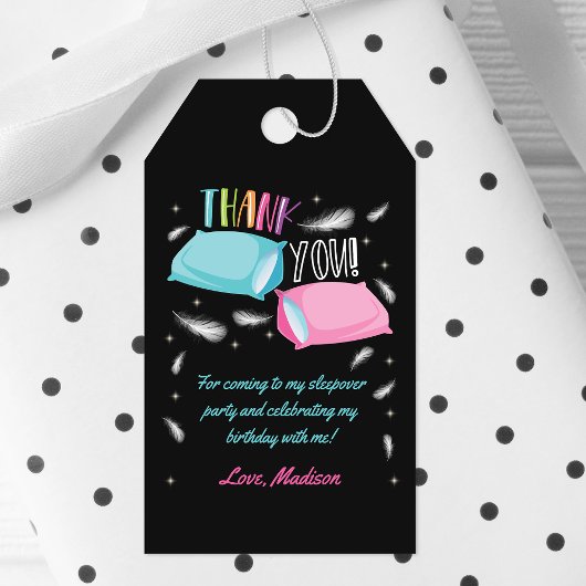 Rainbow Slumber Party Sleepover Vielen Dank Geschenkanhänger