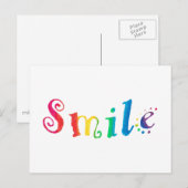 Rainbow Smile Postcard Happy Lächeln Typografie Ar Postkarte (Vorne/Hinten)