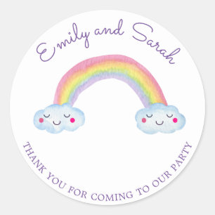 Rainbow Smiles Twins Birthday Sticker