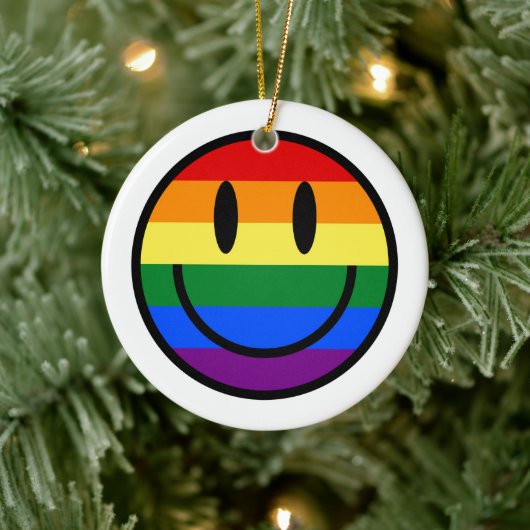 Rainbow Smiley Keramik Ornament (Baum)