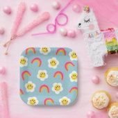Rainbow Smiley Paper Plate Pappteller (Party)