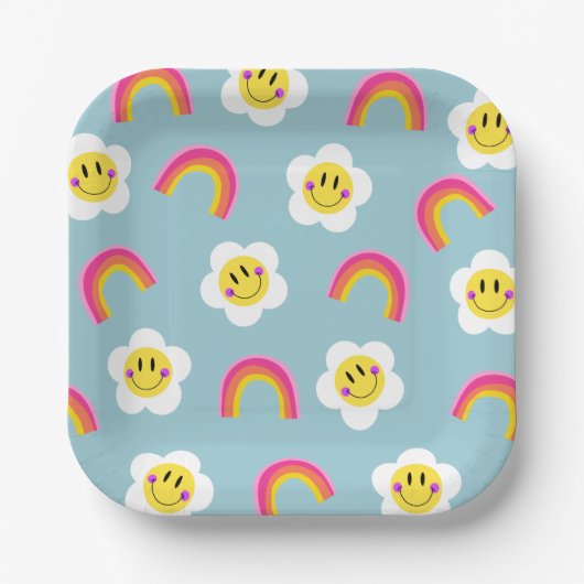 Rainbow Smiley Paper Plate Pappteller (Vorderseite)