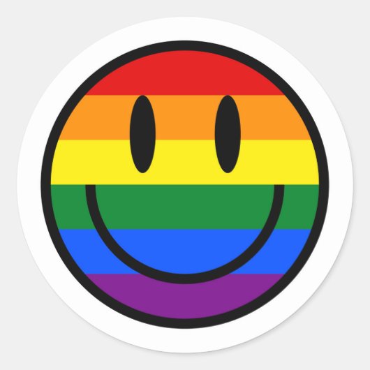 Rainbow Smiley Runder Aufkleber (Vorderseite)