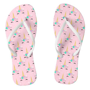 RAINBOW SMILING UNICORN ABSTRAKT FLIP FLOPS BADESANDALEN