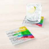 Rainbow Smoke auf Musikblatt Glasuntersetzer (Schrägansicht)