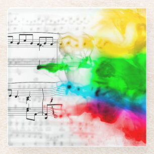 Rainbow Smoke auf Musikblatt Glasuntersetzer