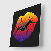 rainbow smooch quadratische wanduhr (Winkel)