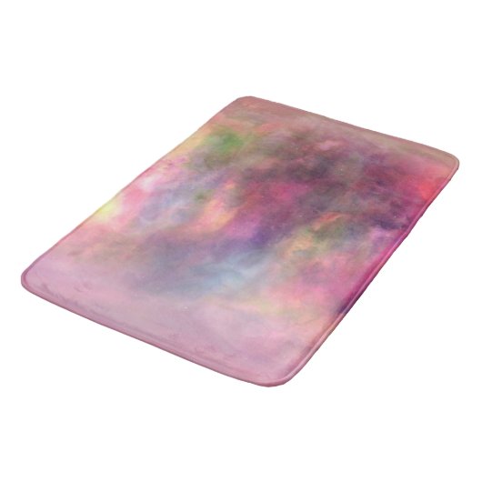 Rainbow Smudge Marble Abstrakt Badematte (Schrägansicht)
