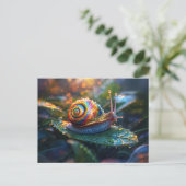 Rainbow Snail am Leaf Postkarte (Stehend Vorderseite)