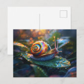 Rainbow Snail am Leaf Postkarte (Vorne/Hinten)