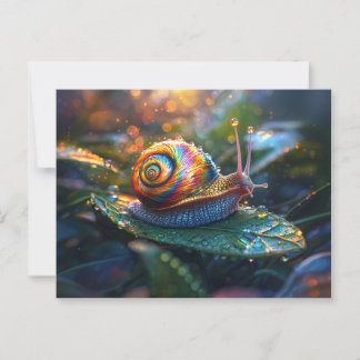 Rainbow Snail am Leaf Postkarte