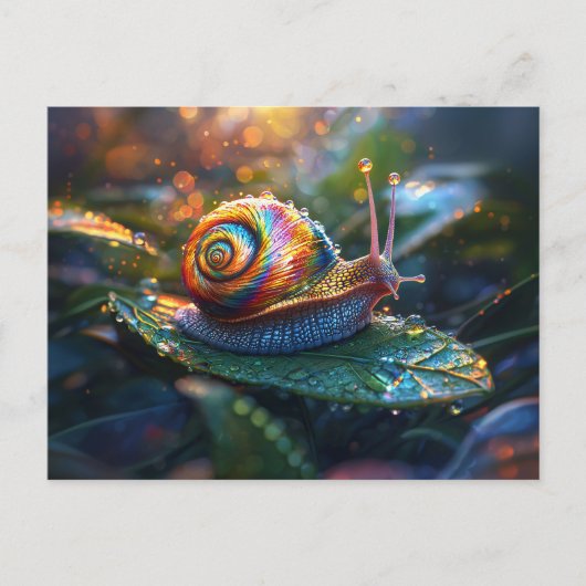Rainbow Snail am Leaf Postkarte (Vorderseite)