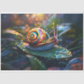 Rainbow Snail auf Leaf Decoupage Seidenpapier (Vorderseite)