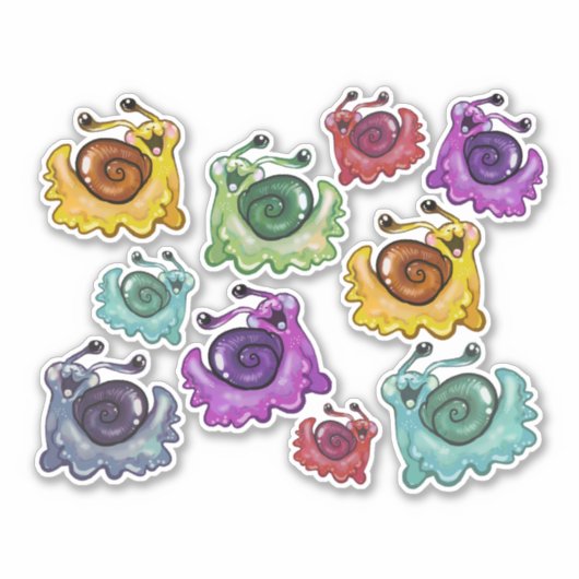 Rainbow Snails, kundenspezifisch geschnitten Vinyl Aufkleber (Vorderseite)