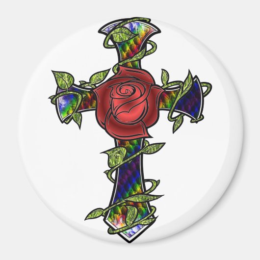 Rainbow Snakeskin Cross Magnet (Vorne)