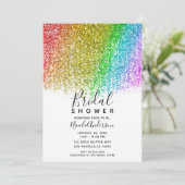 Rainbow Snowcone Glitzer Funkelnd Brautparty Einladung (Stehend Vorderseite)