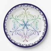 Rainbow Snowflake Blue Triday Pappteller (Vorderseite)