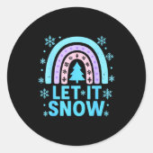 Rainbow Snowflake Christmas Winter Day Suprter Let Runder Aufkleber (Vorderseite)