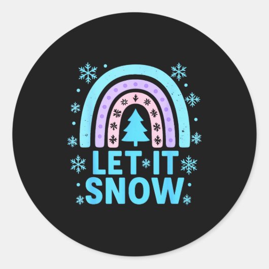 Rainbow Snowflake Christmas Winter Day Suprter Let Runder Aufkleber (Vorderseite)