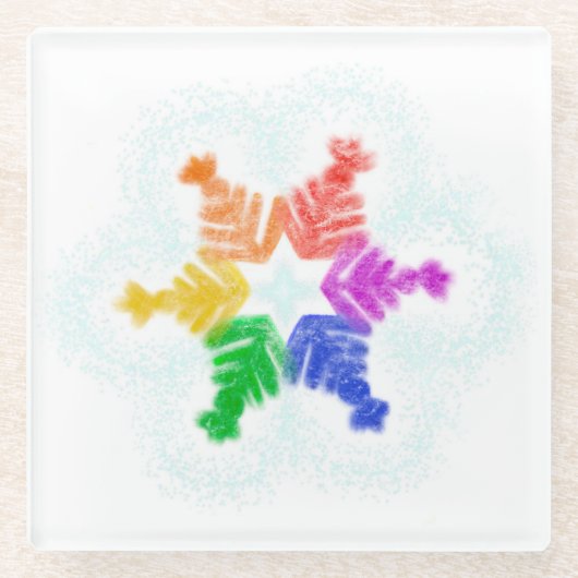 RAINBOW SNOWFLAKE - GETRÄNKTER UNTERSETZER - URLAU (Vorderseite)