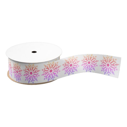 Rainbow Snowflake Grosgrain Ribbon Ripsband (Spule)