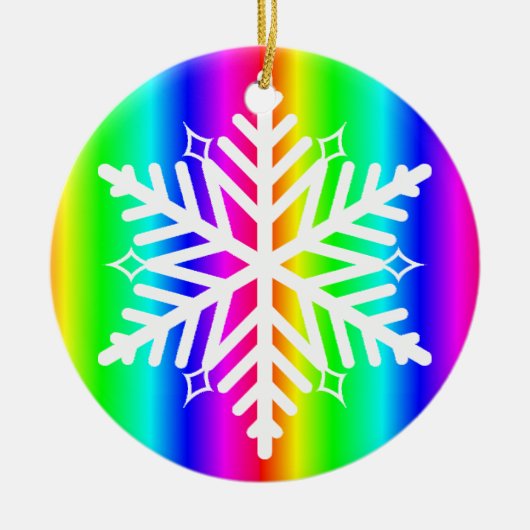 Rainbow Snowflakes Christmas LGBTQ Keramik Ornament (Vorne)