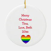 Rainbow Snowflakes Christmas LGBTQ Keramik Ornament (Hinten)