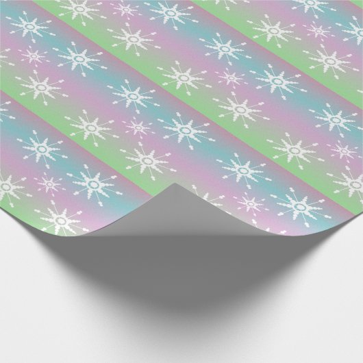 Rainbow Snowflakes Geometrisches Wrapping Paper Geschenkpapier (Ecke)