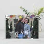 Rainbow Snowflakes LGBT Frohe Weihnachten Foto (Stehend Vorderseite)