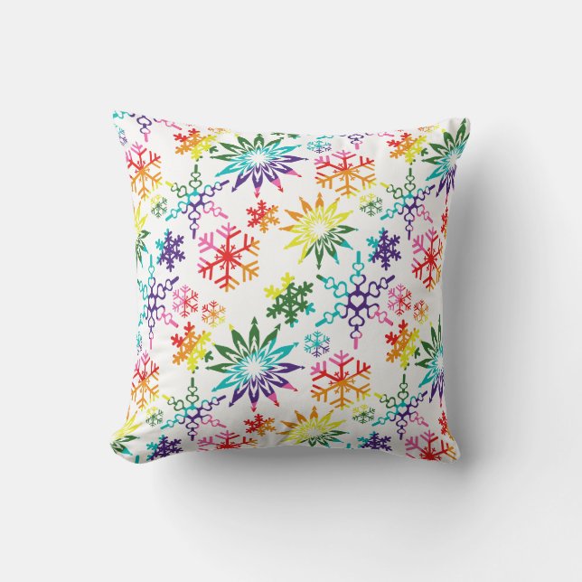 Rainbow Snowflakes Patterns Kissen (Vorderseite)