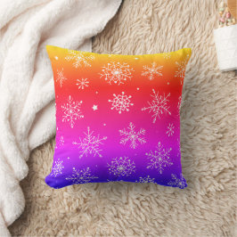 Rainbow Snowflakes Throw Kissen
