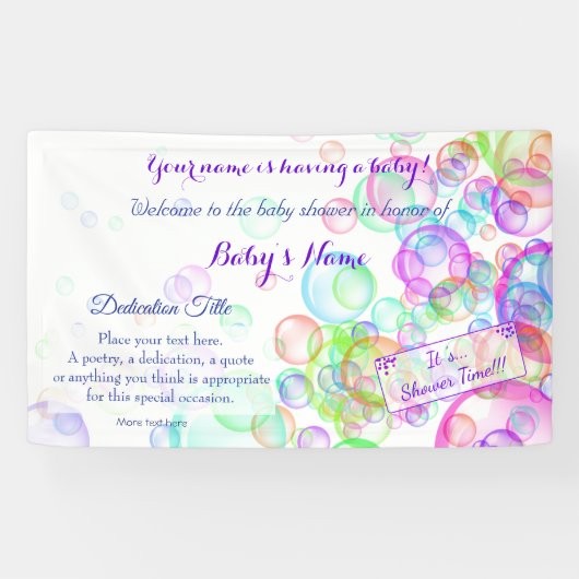 Rainbow Soap Bubbles Baby Dusche Banner (Horizontal)
