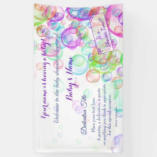 Rainbow Soap Bubbles Baby Dusche Banner (Vertikal)
